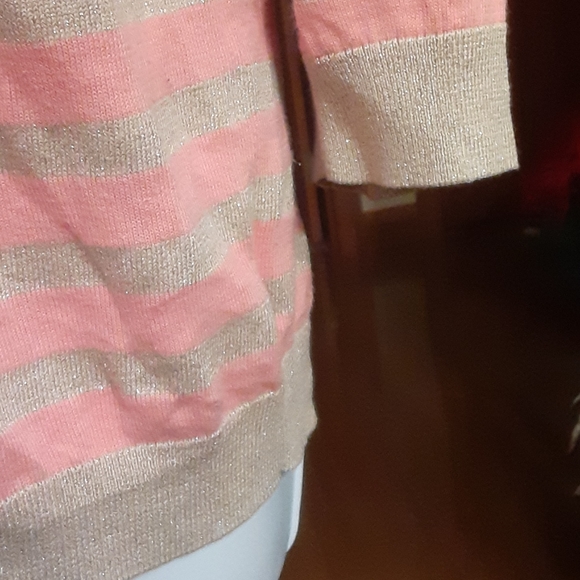 Talbots peach & gold striped sweater - Picture 3 of 7